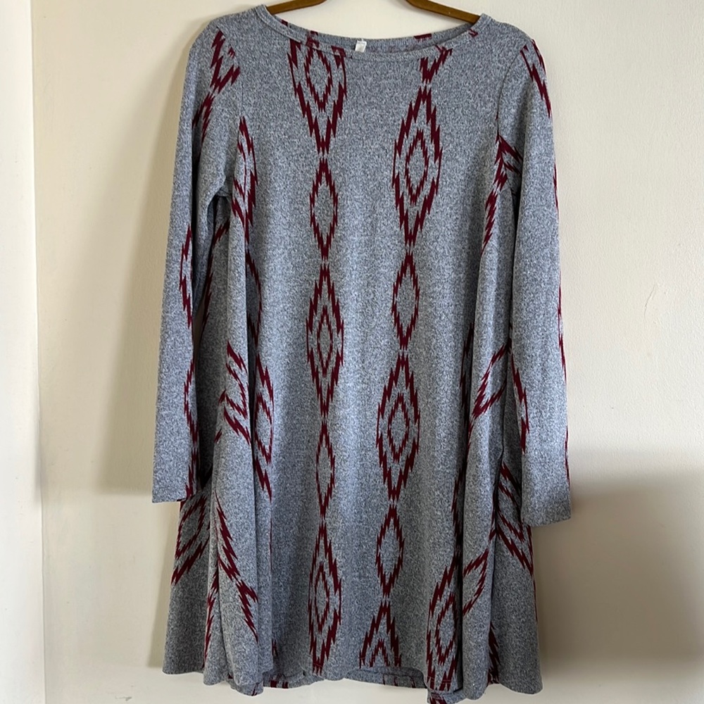 Grey Dress with Red design